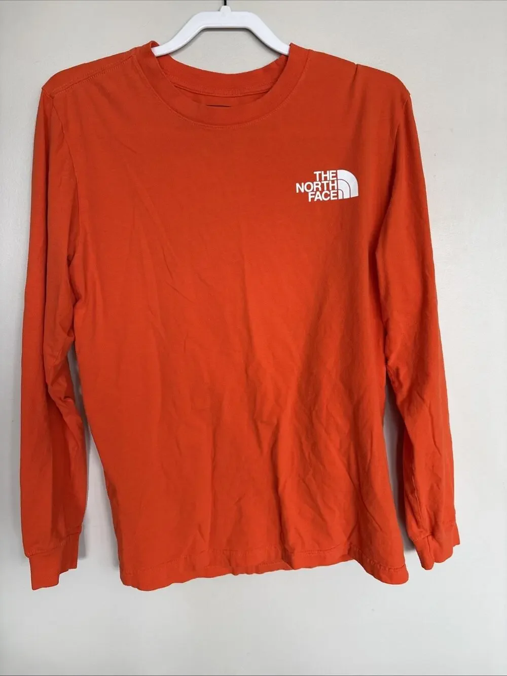 The North Face Men’s Medium Orange Long Sleeve Logo Graphic T-Shirt Cotton